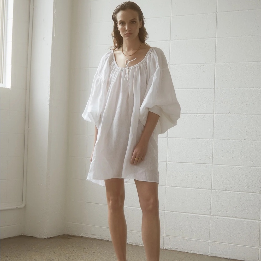 Kinga Csilla White Linen Oversized Dress